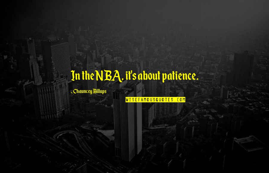 Chauncey Billups Quotes By Chauncey Billups: In the NBA, it's about patience.