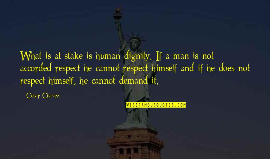 Chavez's Quotes By Cesar Chavez: What is at stake is human dignity. If