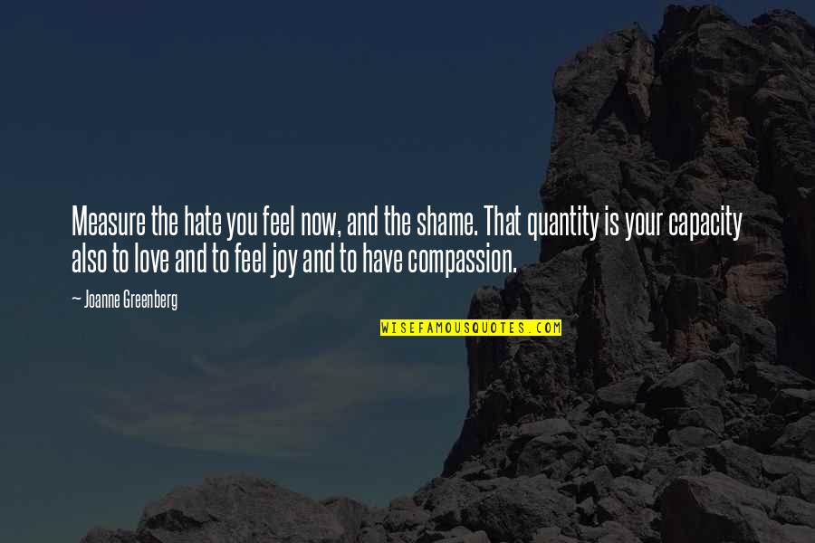 Chazel Shotgun Quotes By Joanne Greenberg: Measure the hate you feel now, and the