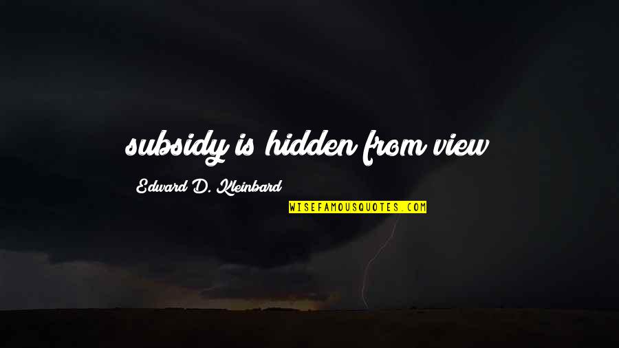 Chearful Quotes By Edward D. Kleinbard: subsidy is hidden from view