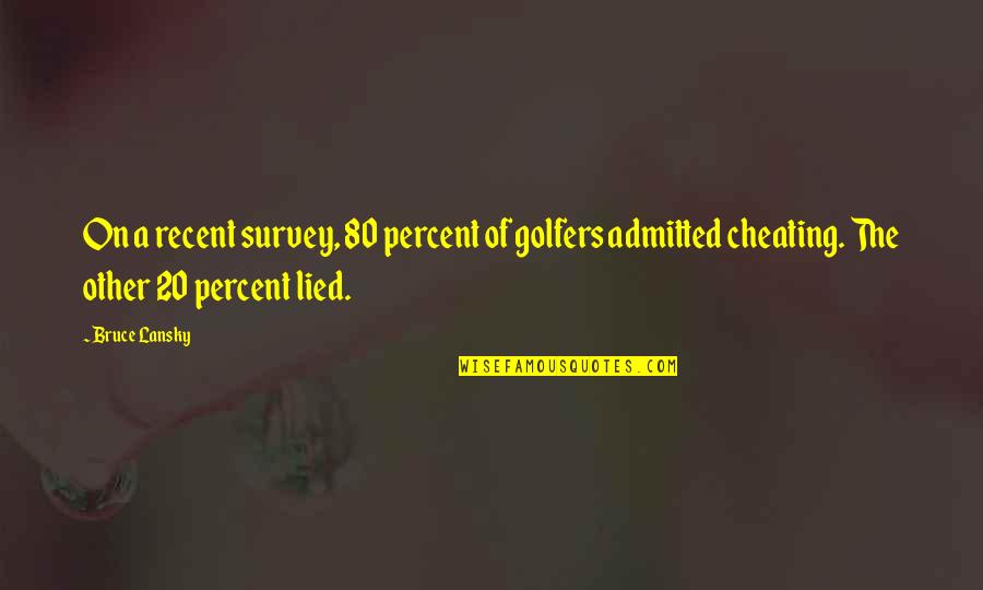 Cheating On Quotes By Bruce Lansky: On a recent survey, 80 percent of golfers