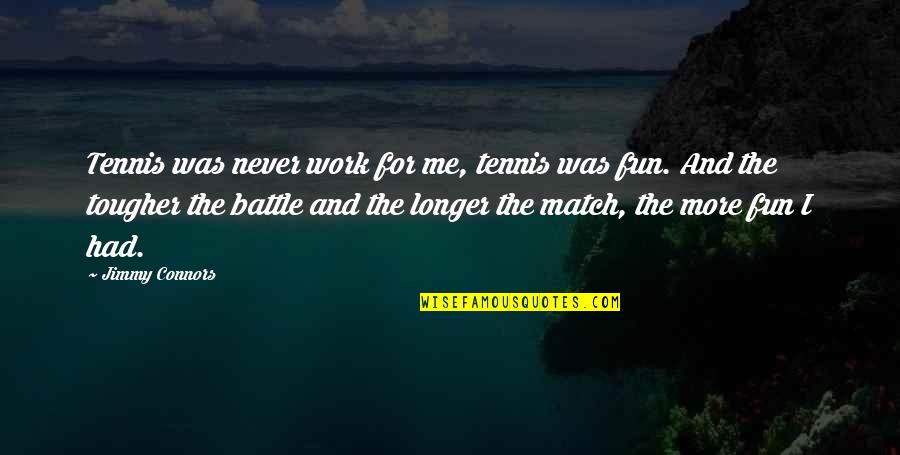 Cheating Person Quotes By Jimmy Connors: Tennis was never work for me, tennis was Cheating Person Quotes By Jimmy Connors: Tennis was never work for me, tennis was