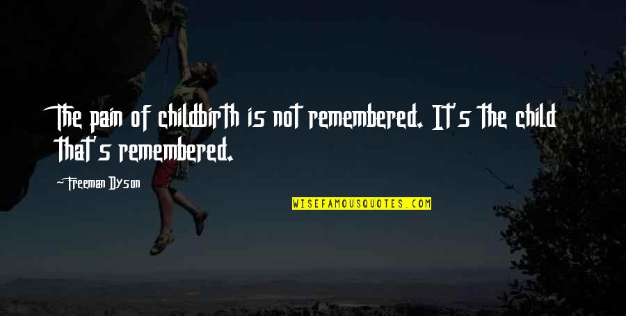 Cheating Remorse Quotes By Freeman Dyson: The pain of childbirth is not remembered. It's