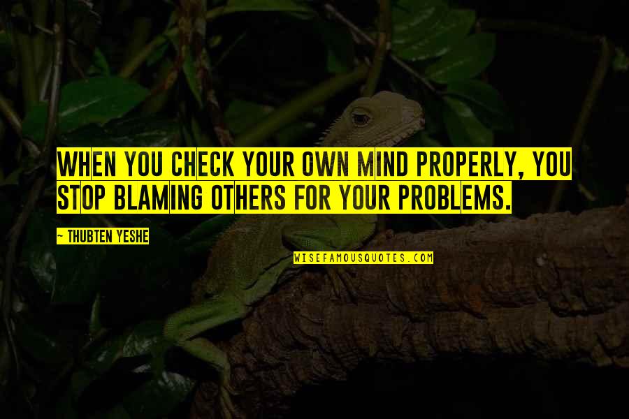 Check In On Others Quotes By Thubten Yeshe: When you check your own mind properly, you