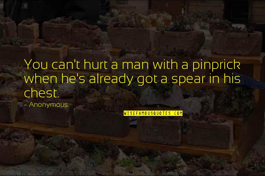 Cheer Tryout Inspirational Quotes By Anonymous: You can't hurt a man with a pinprick
