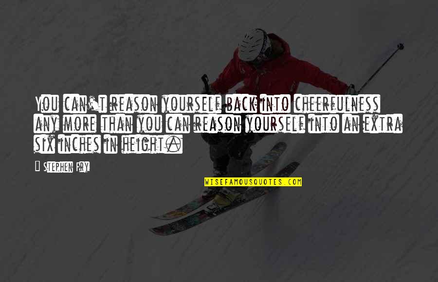 Cheerfulness Quotes By Stephen Fry: You can't reason yourself back into cheerfulness any