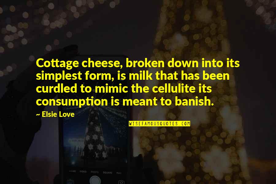 Cheese And Love Quotes By Elsie Love: Cottage cheese, broken down into its simplest form,