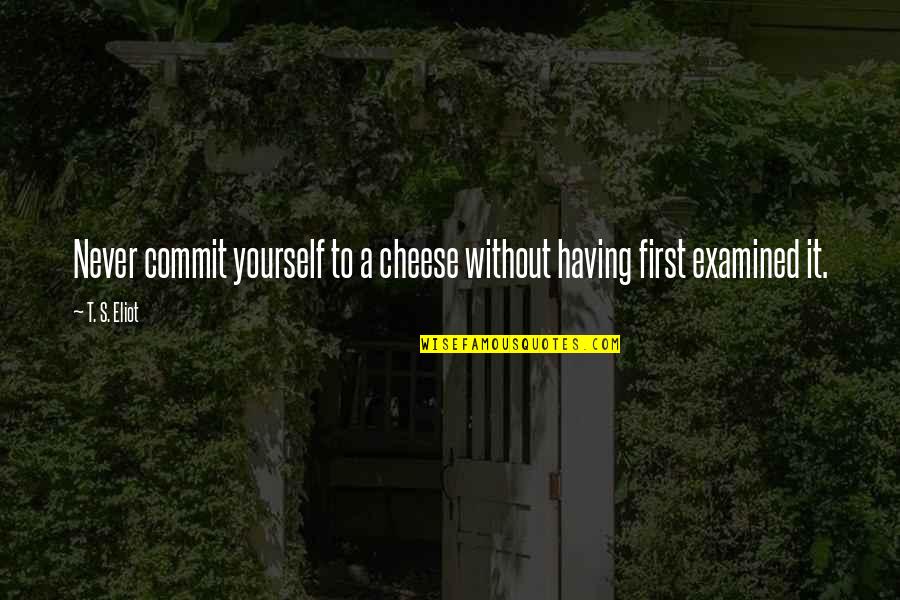 Cheese's Quotes By T. S. Eliot: Never commit yourself to a cheese without having