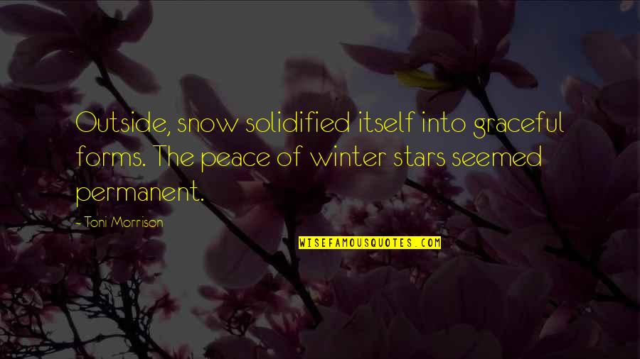 Cheesy Peas Quotes By Toni Morrison: Outside, snow solidified itself into graceful forms. The