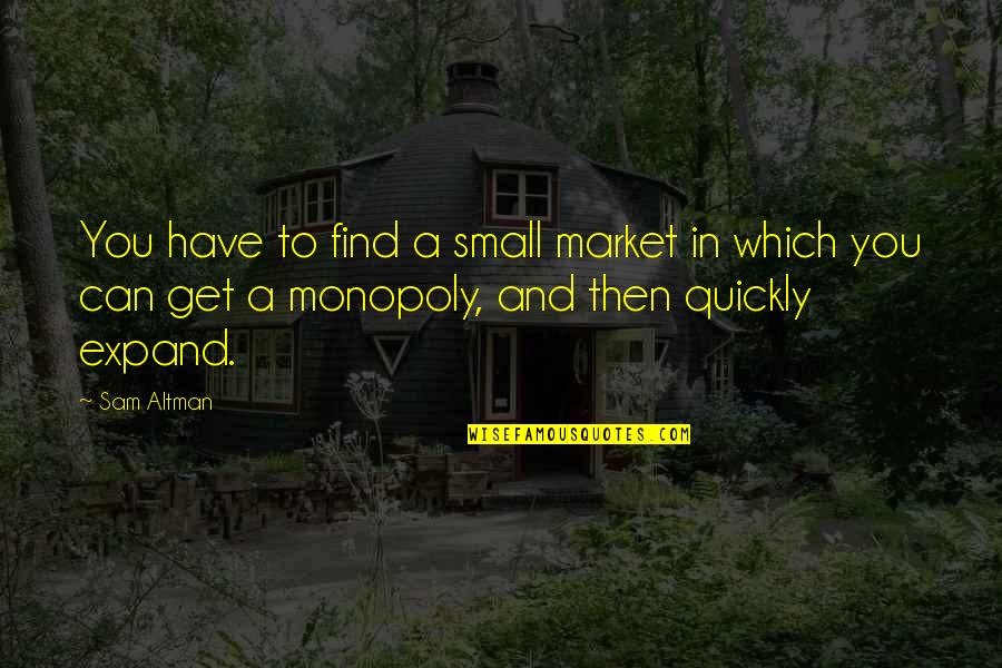 Chegar Em Quotes By Sam Altman: You have to find a small market in Chegar Em Quotes By Sam Altman: You have to find a small market in