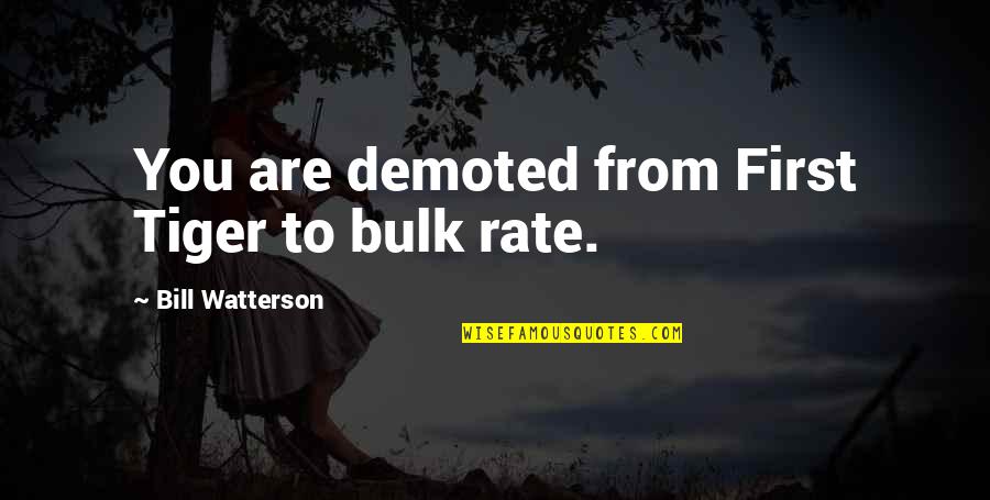 Chehardy Williams Quotes By Bill Watterson: You are demoted from First Tiger to bulk Chehardy Williams Quotes By Bill Watterson: You are demoted from First Tiger to bulk