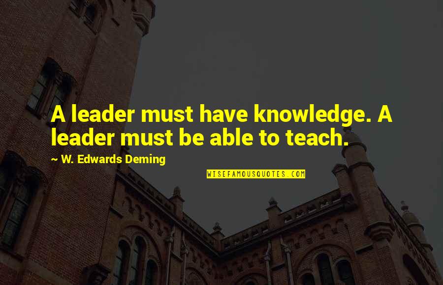Chekhov Cherry Orchard Quotes By W. Edwards Deming: A leader must have knowledge. A leader must Chekhov Cherry Orchard Quotes By W. Edwards Deming: A leader must have knowledge. A leader must