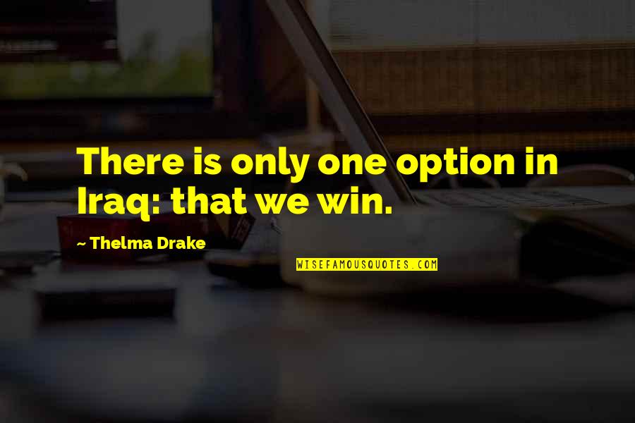 Chelada Budweiser Quotes By Thelma Drake: There is only one option in Iraq: that