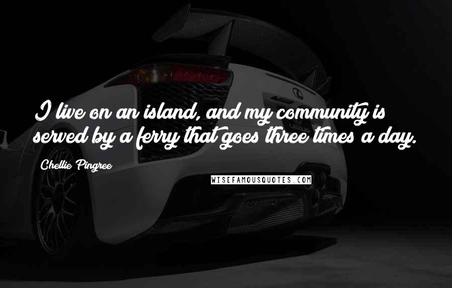 Chellie Pingree quotes: I live on an island, and my community is served by a ferry that goes three times a day.