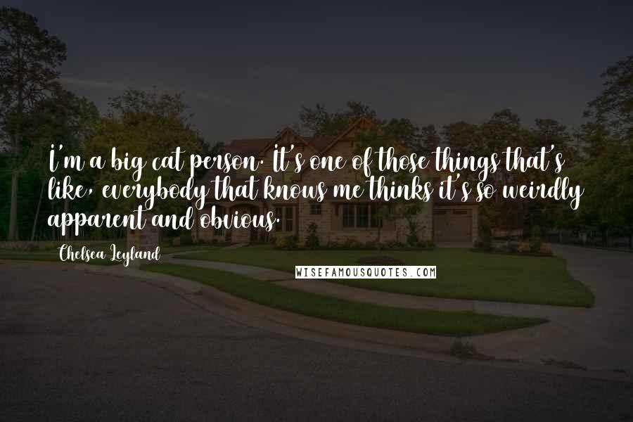 Chelsea Leyland quotes: I'm a big cat person. It's one of those things that's like, everybody that knows me thinks it's so weirdly apparent and obvious.