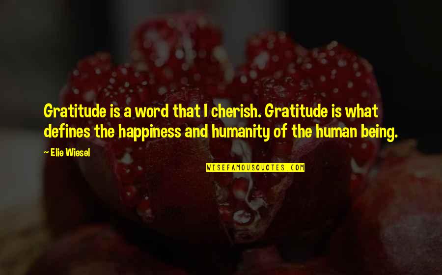 Chemetall Quotes By Elie Wiesel: Gratitude is a word that I cherish. Gratitude