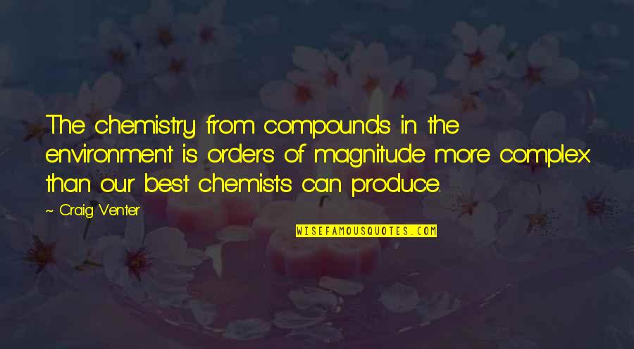 Chemistry By Chemists Quotes By Craig Venter: The chemistry from compounds in the environment is