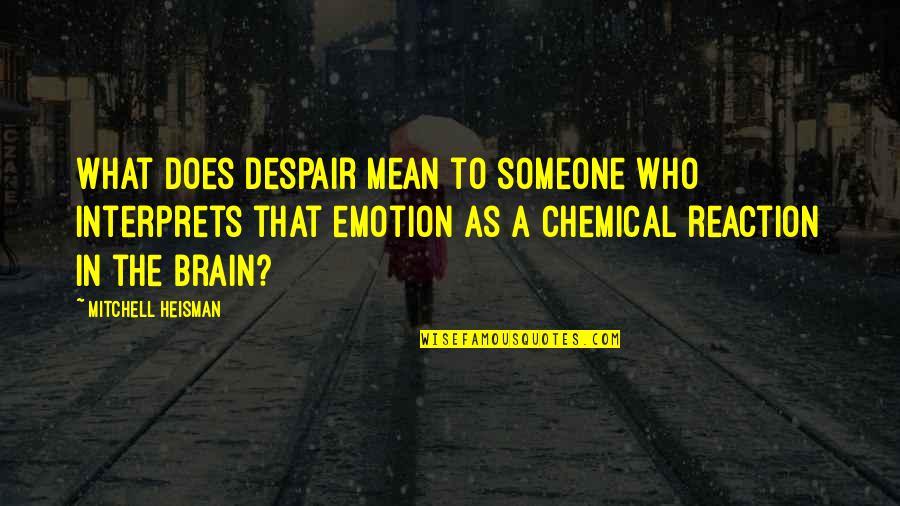 Chemistry With Someone Quotes By Mitchell Heisman: What does despair mean to someone who interprets