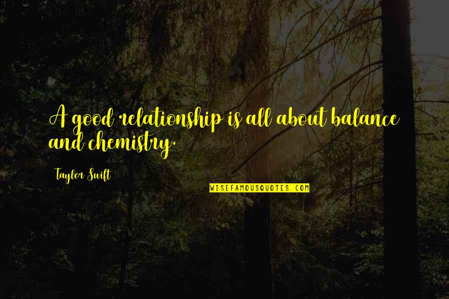 Chemistry's Quotes By Taylor Swift: A good relationship is all about balance and
