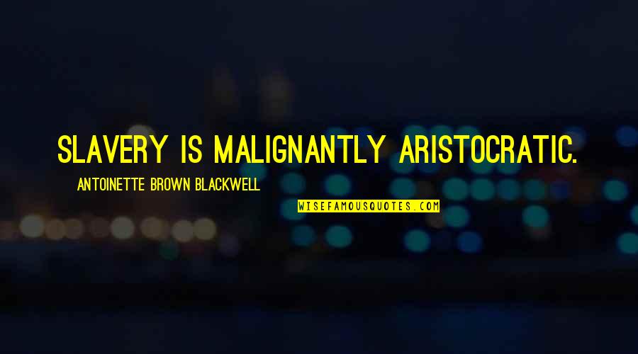 Chemurgy Products Quotes By Antoinette Brown Blackwell: Slavery is malignantly aristocratic.