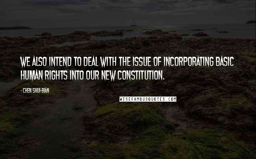 Chen Shui-bian quotes: We also intend to deal with the issue of incorporating basic human rights into our new constitution.