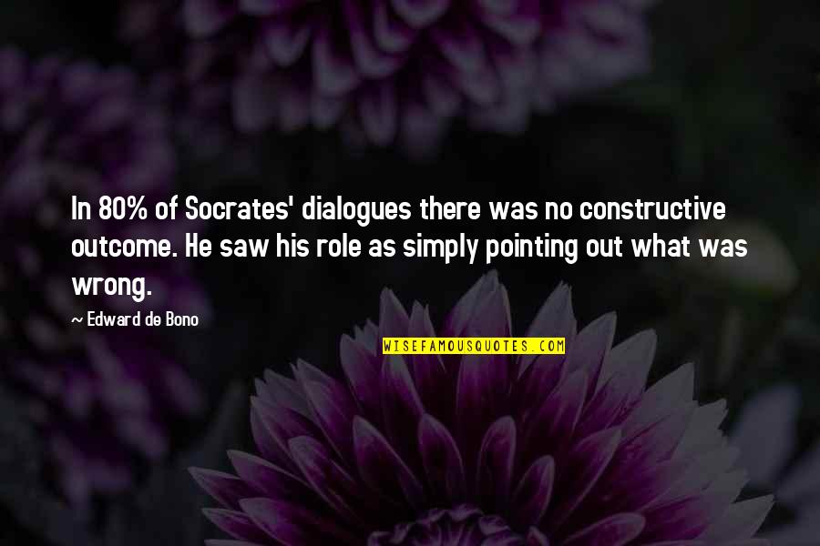 Chenay Bay Quotes By Edward De Bono: In 80% of Socrates' dialogues there was no Chenay Bay Quotes By Edward De Bono: In 80% of Socrates' dialogues there was no