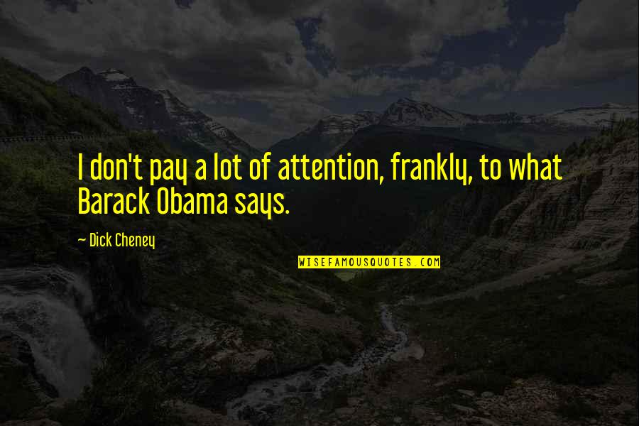 Cheney Quotes By Dick Cheney: I don't pay a lot of attention, frankly,