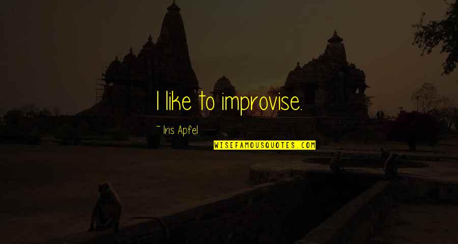 Chennai Express Funny Quotes By Iris Apfel: I like to improvise.