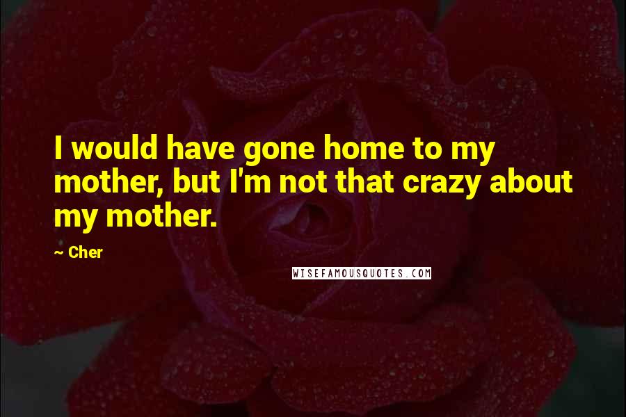 Cher quotes: I would have gone home to my mother, but I'm not that crazy about my mother.