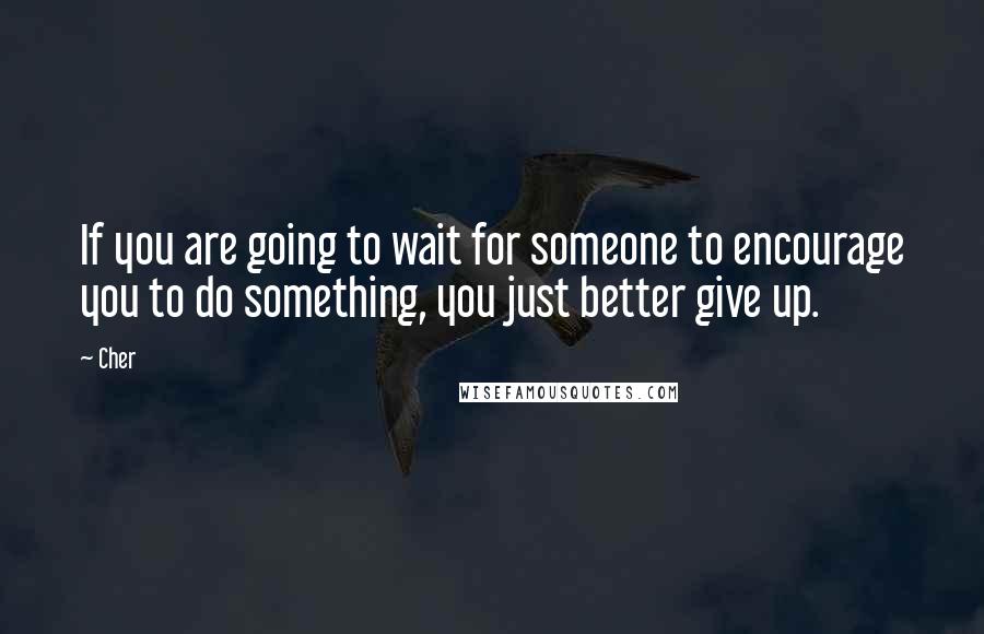 Cher quotes: If you are going to wait for someone to encourage you to do something, you just better give up.