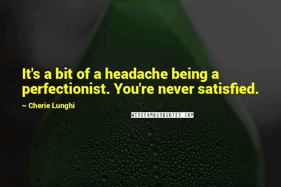 Cherie Lunghi quotes: It's a bit of a headache being a perfectionist. You're never satisfied.