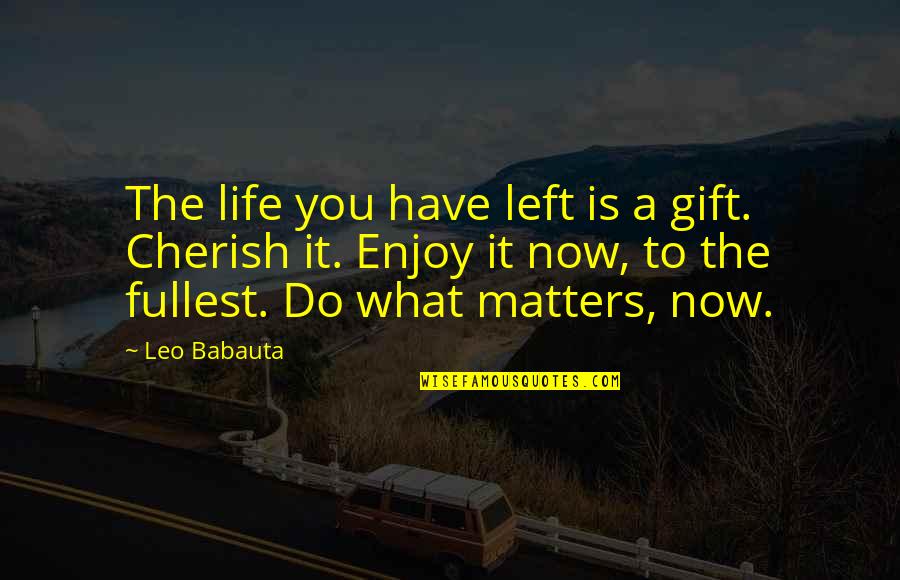 Cherish Life Death Quotes By Leo Babauta: The life you have left is a gift.