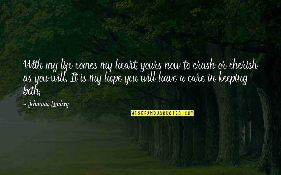 Cherish Life Quotes By Johanna Lindsey: With my life comes my heart, yours now