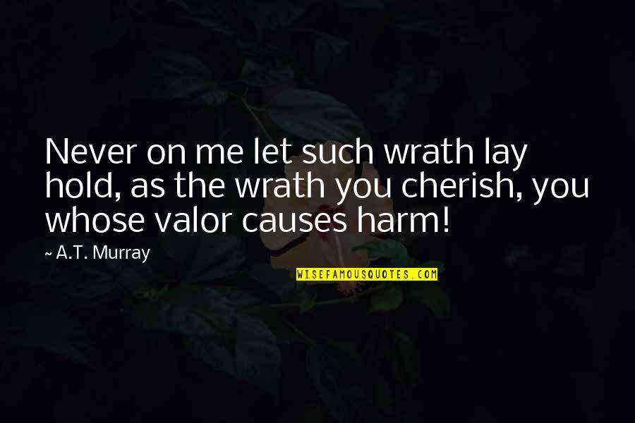 Cherish You Quotes By A.T. Murray: Never on me let such wrath lay hold,