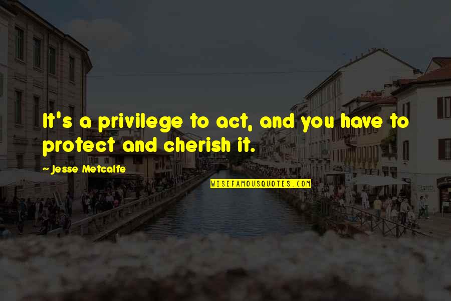 Cherish You Quotes By Jesse Metcalfe: It's a privilege to act, and you have