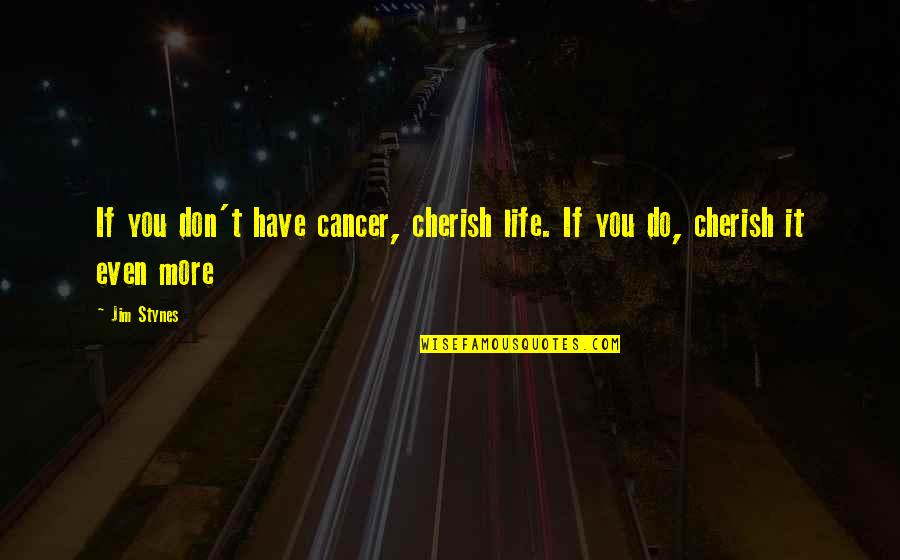 Cherish You Quotes By Jim Stynes: If you don't have cancer, cherish life. If