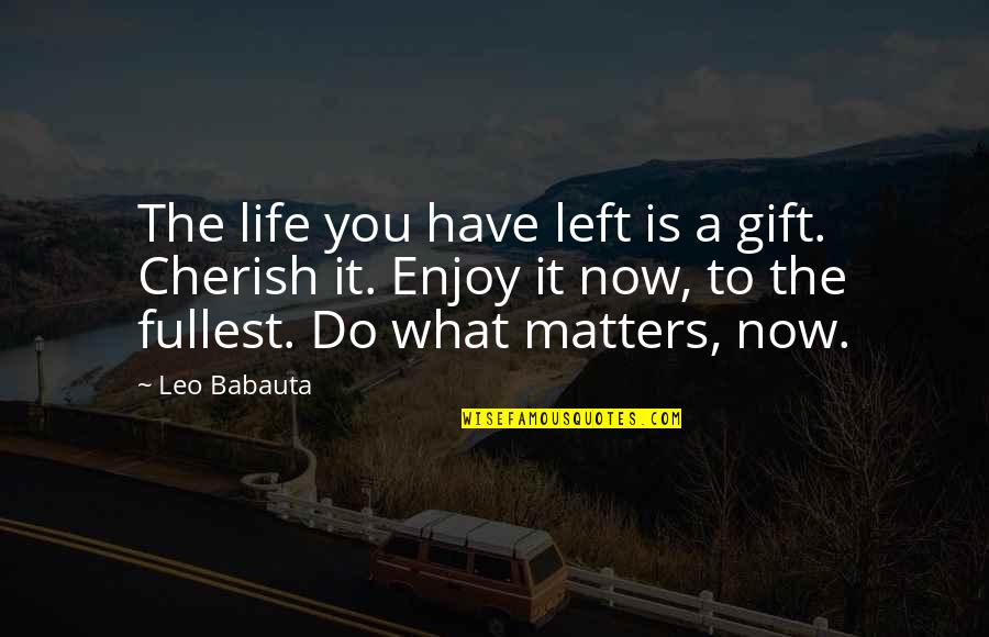 Cherish You Quotes By Leo Babauta: The life you have left is a gift.