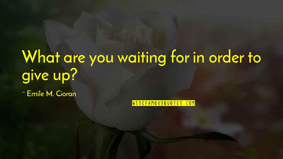 Cherished Things Quotes By Emile M. Cioran: What are you waiting for in order to Cherished Things Quotes By Emile M. Cioran: What are you waiting for in order to