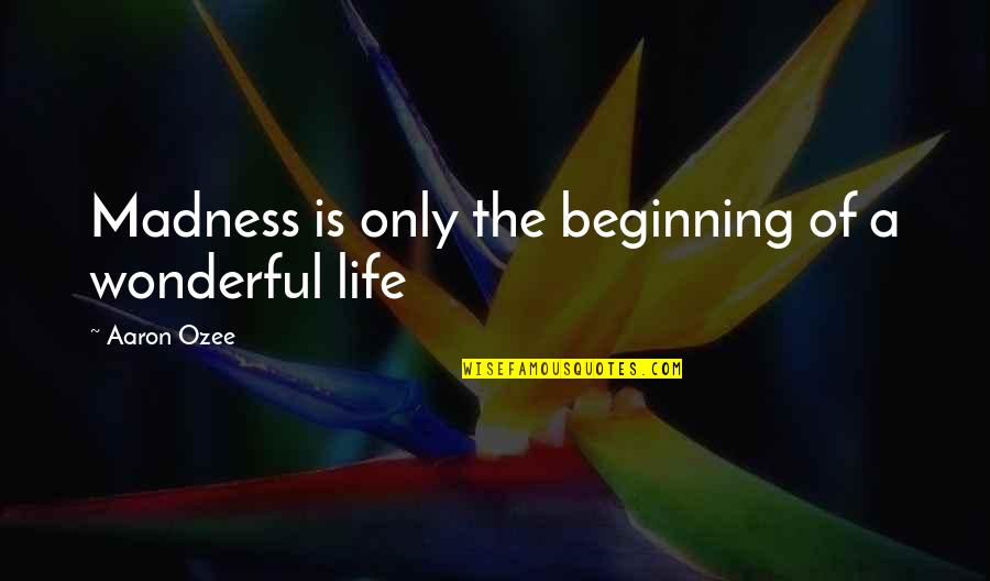 Cherishing Your Friendships Quotes By Aaron Ozee: Madness is only the beginning of a wonderful