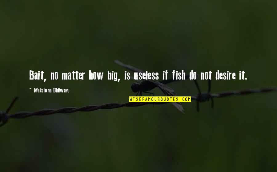 Cherishing Your Life Quotes By Matshona Dhliwayo: Bait, no matter how big, is useless if