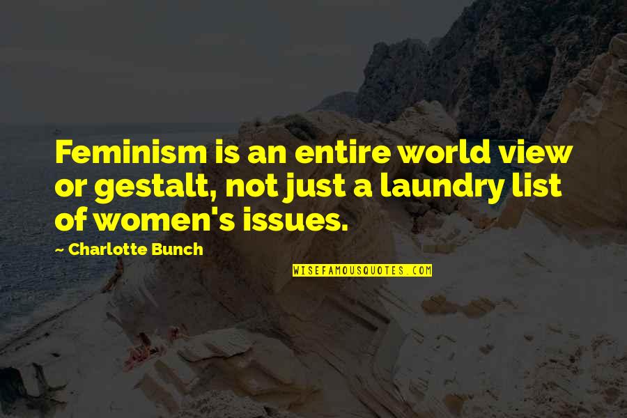 Cherly Strayed Quotes By Charlotte Bunch: Feminism is an entire world view or gestalt,
