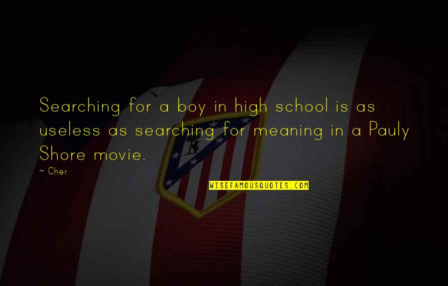 Cher's Quotes By Cher: Searching for a boy in high school is