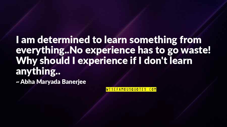 Cheryl Ann Wingate Quotes By Abha Maryada Banerjee: I am determined to learn something from everything..No