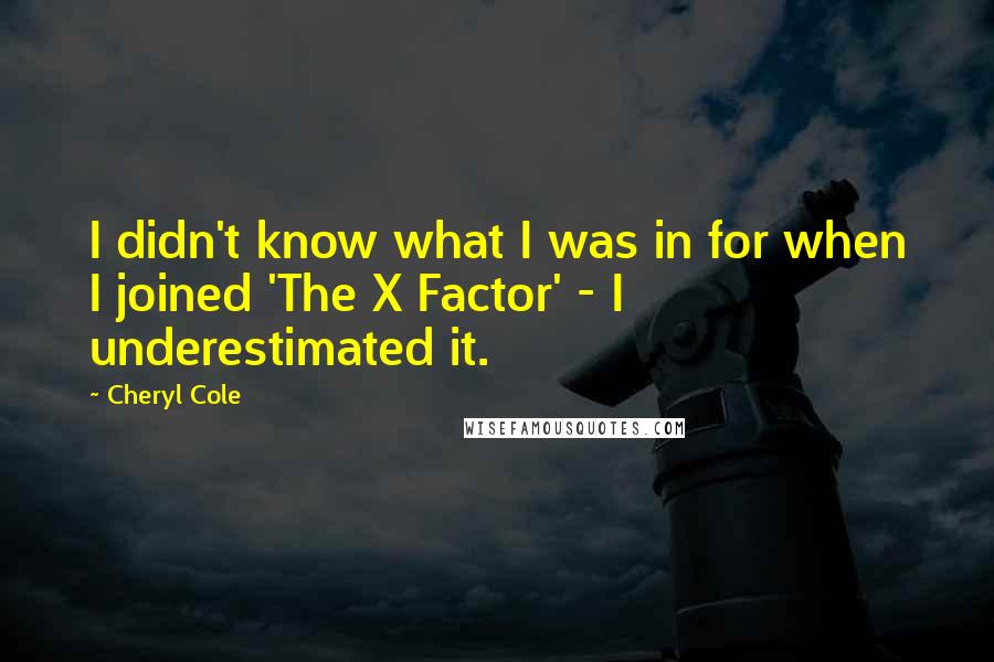 Cheryl Cole quotes: I didn't know what I was in for when I joined 'The X Factor' - I underestimated it.