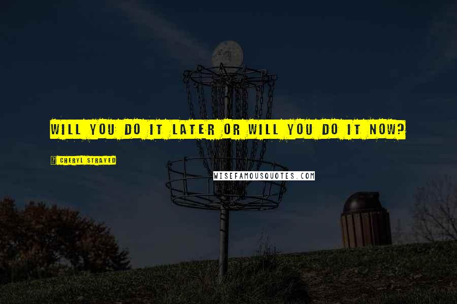 Cheryl Strayed quotes: Will you do it later or will you do it now?