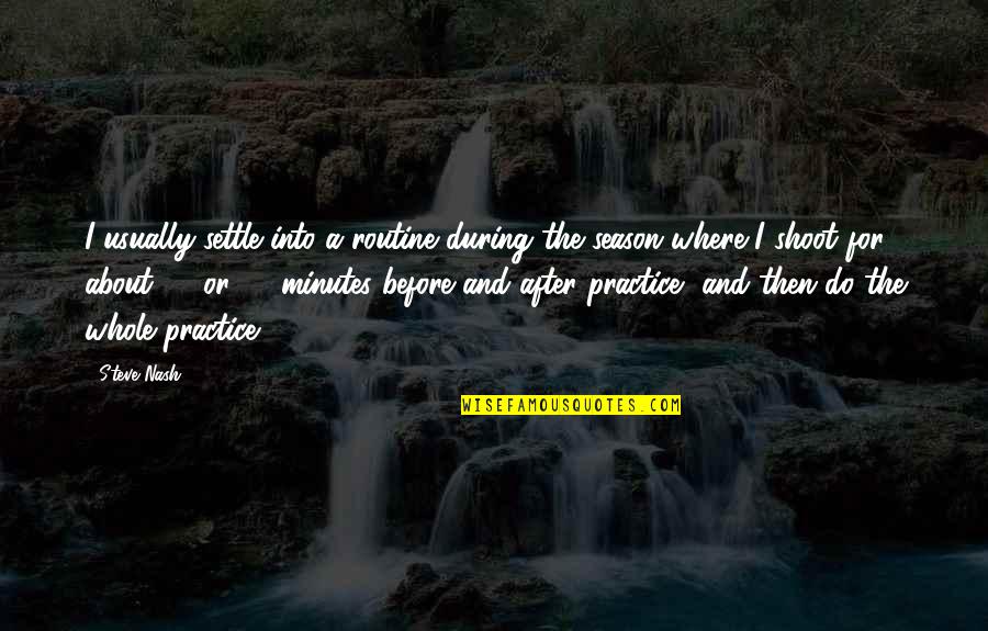 Chesca Miles Quotes By Steve Nash: I usually settle into a routine during the Chesca Miles Quotes By Steve Nash: I usually settle into a routine during the