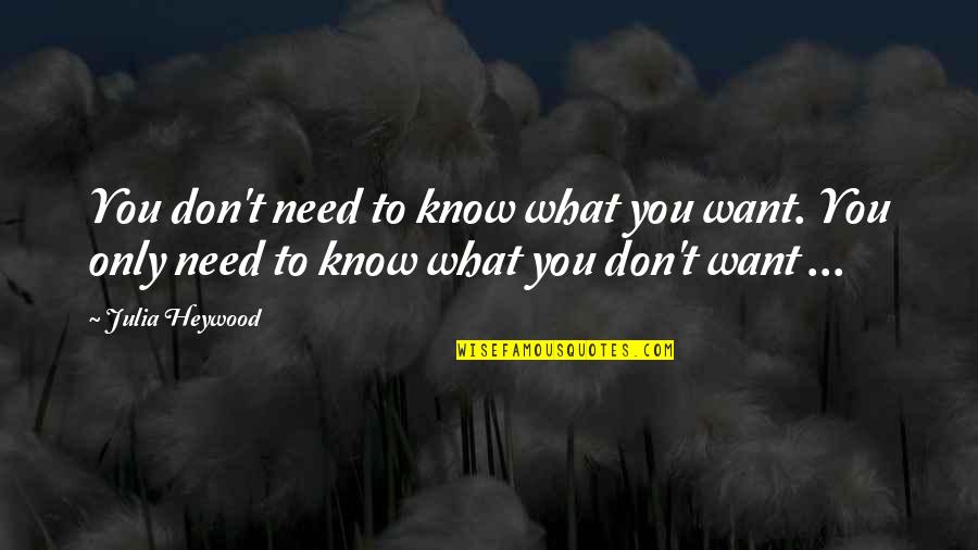 Cheshires Customs Quotes By Julia Heywood: You don't need to know what you want.