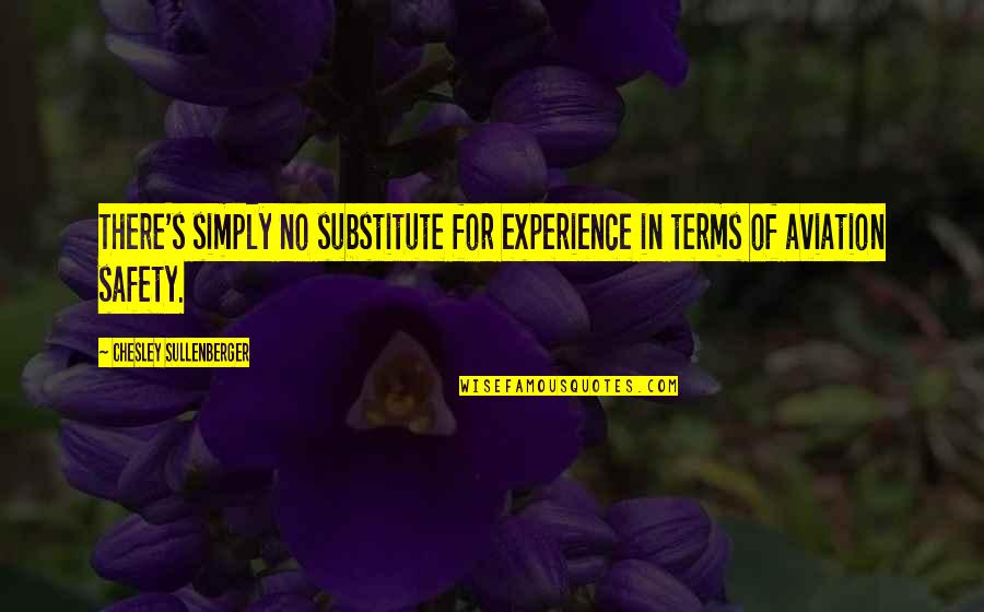 Chesley B Sullenberger Quotes By Chesley Sullenberger: There's simply no substitute for experience in terms