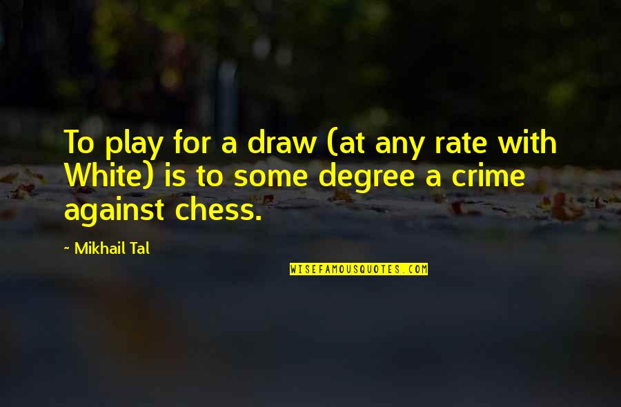 Chess Draw Quotes By Mikhail Tal: To play for a draw (at any rate