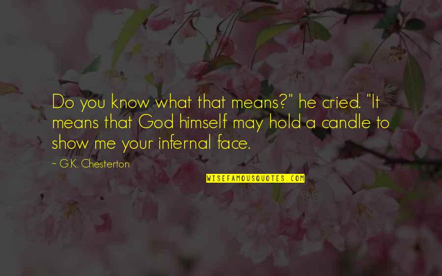 Chesterton God Quotes By G.K. Chesterton: Do you know what that means?" he cried.